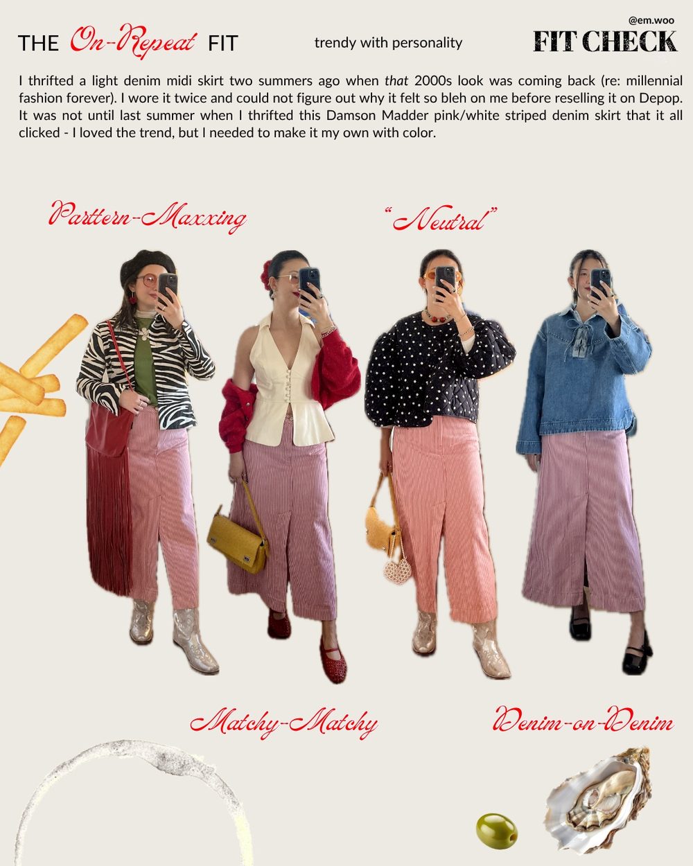 The On-Repeat Fit — one striped skirt, four ways